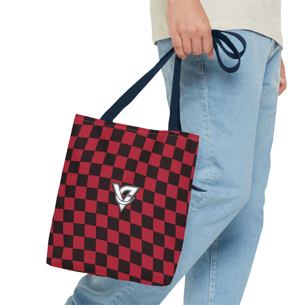 Spiced Wine Warp Check Tote Bag — All-Over Print Gym & Everyday Tote