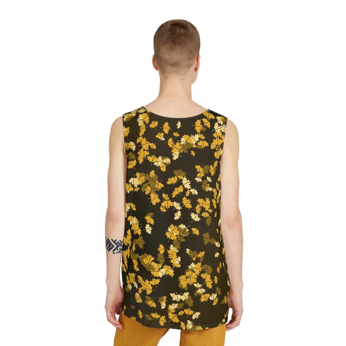 Mustard Falling Leaves Men's Athletic Tank