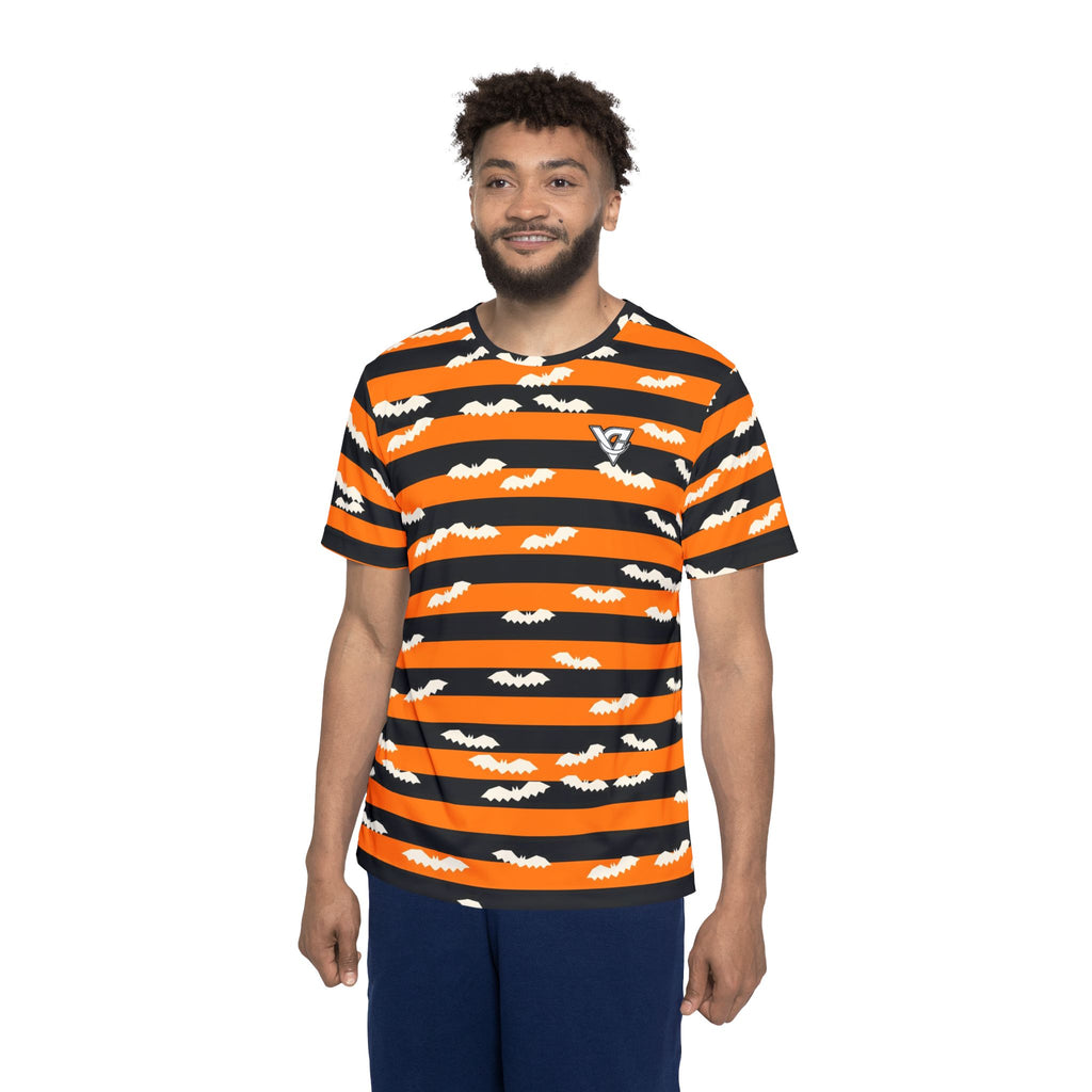 Halloween Pumpkin Orange Bat Stripe Multipurpose Athletic Shirt
