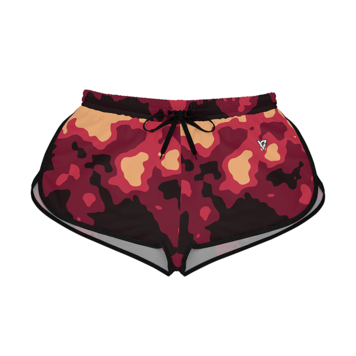 Women's Cranberry Magma Relaxed Shorts — All-Over Print Running & Workout Shorts