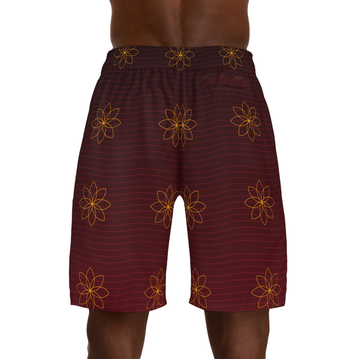 Yoga Crimson Blaze Flow Lotus Men's Athletic Shorts with Pockets