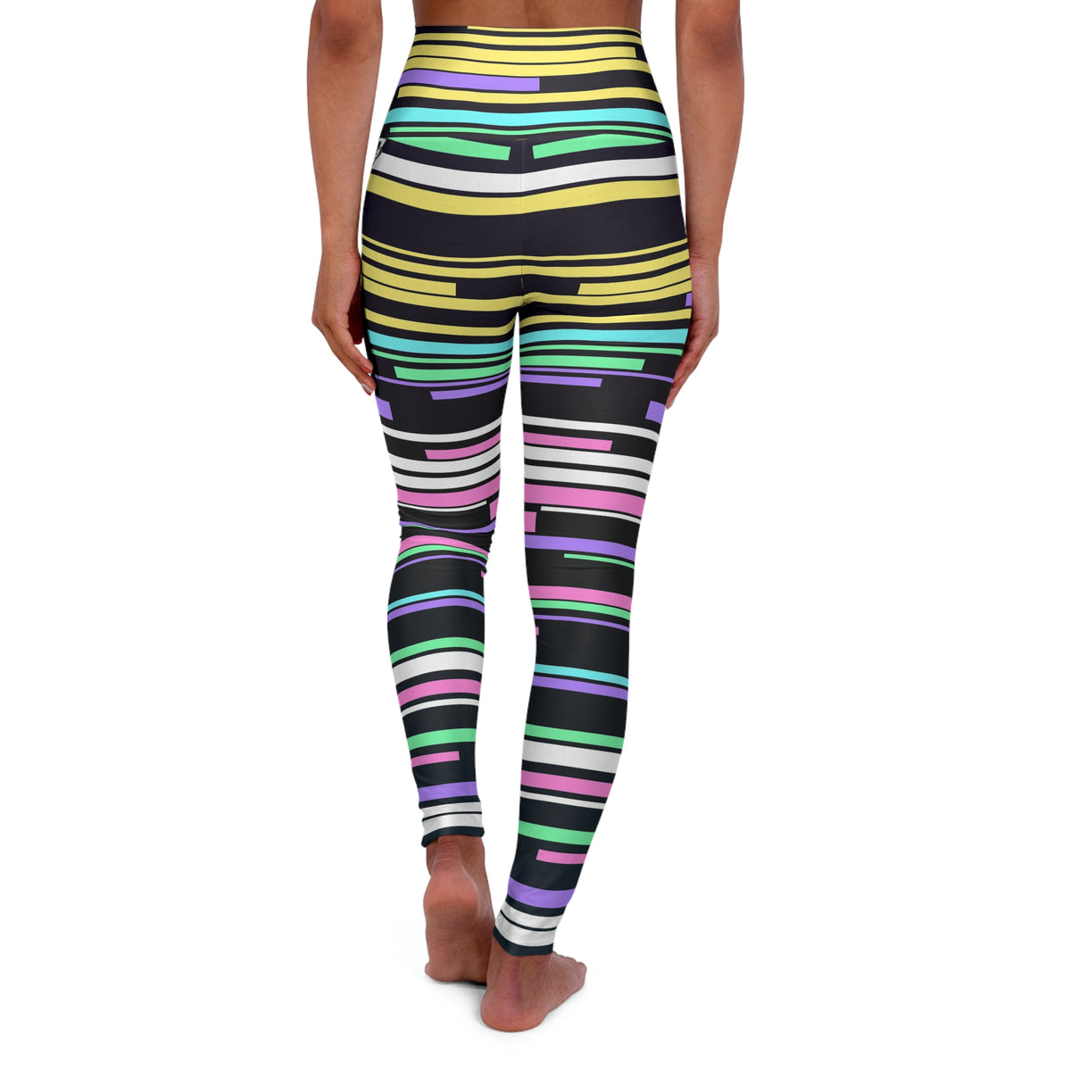 Pastel Glitch High-Waisted Yoga Leggings
