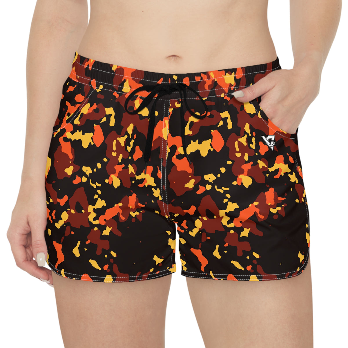 Women's Multipurpose Athletic Shorts with Pockets | Ember Splatter