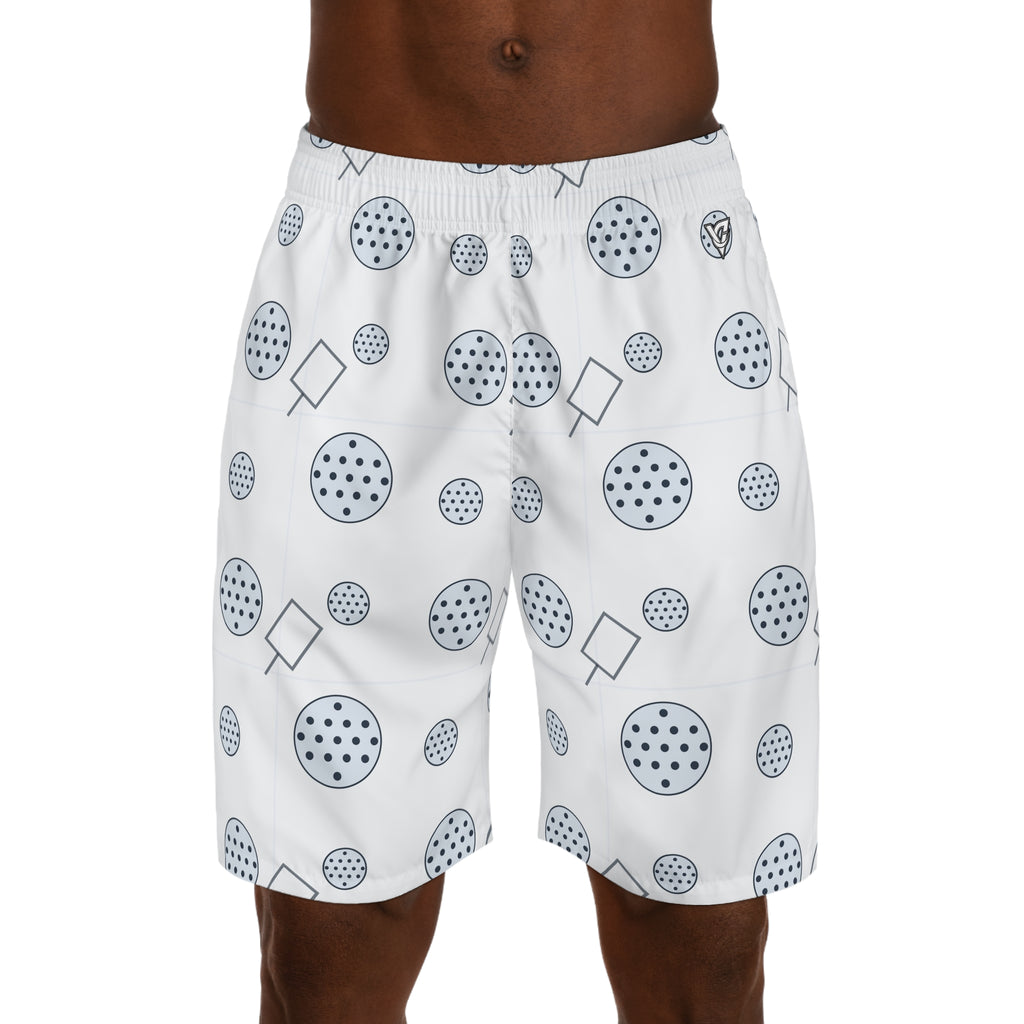 Pickleball Arctic White Dink Dot Men's Athletic Shorts with Pockets