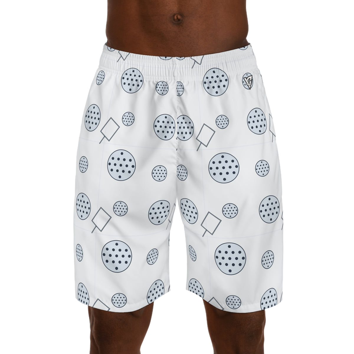 Pickleball Arctic White Dink Dot Men's Athletic Shorts with Pockets