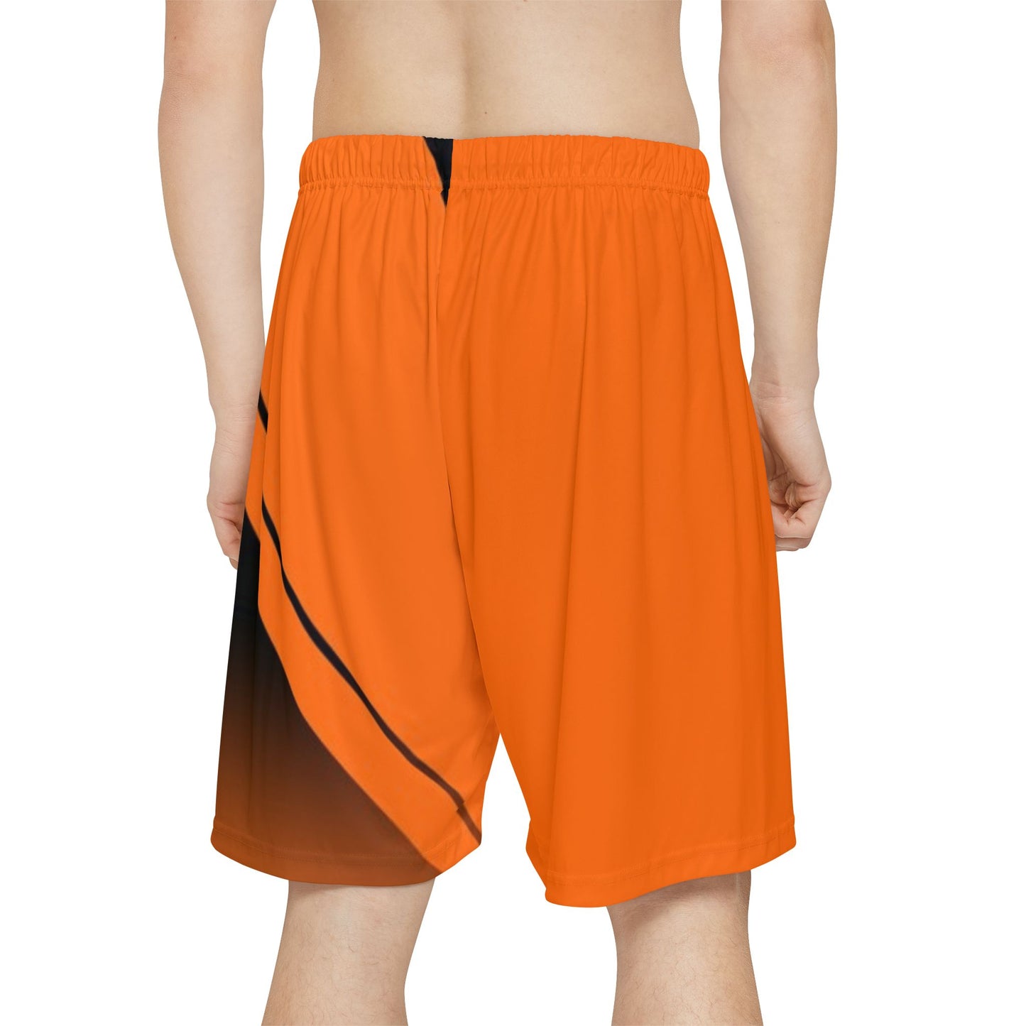 Men's Orange Black Athletic Lightweight Sports & Lounge Wear Shorts — No Pockets