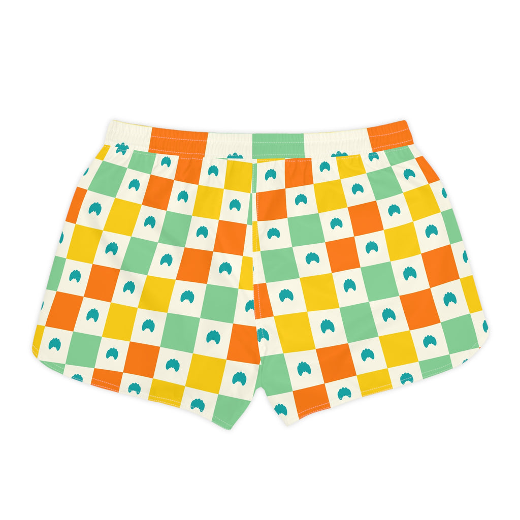 Yoga Citrus Pop Checker Drive Women's Athletic Shorts with Pockets