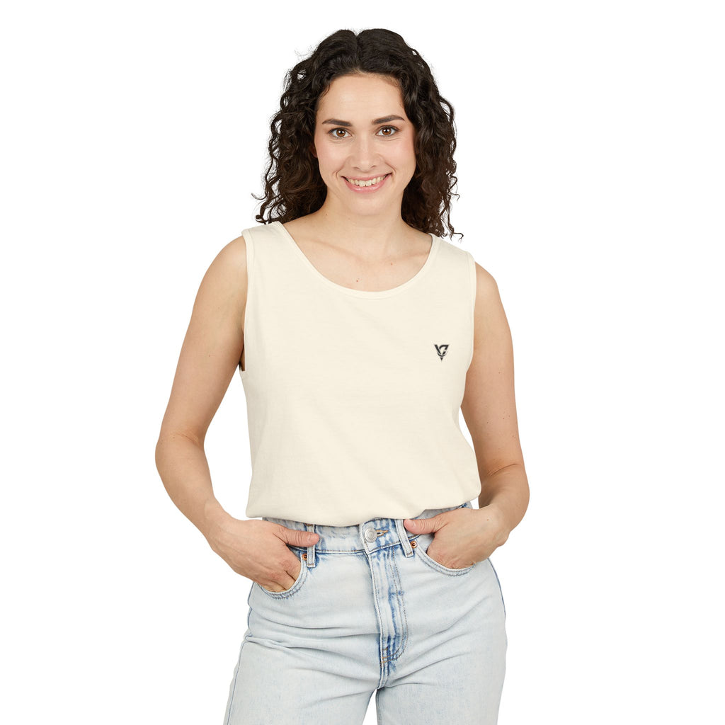 Minimal Geometric Triangle Logo Tank Top | Chest Emblem