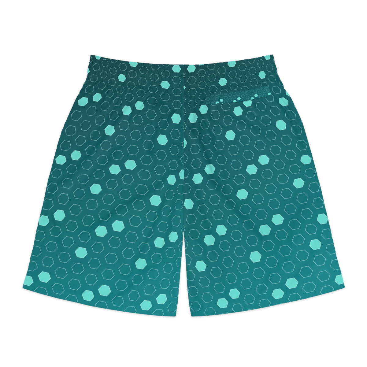 Soccer Teal Wave Hex Pitch Men's Athletic Shorts with Pockets