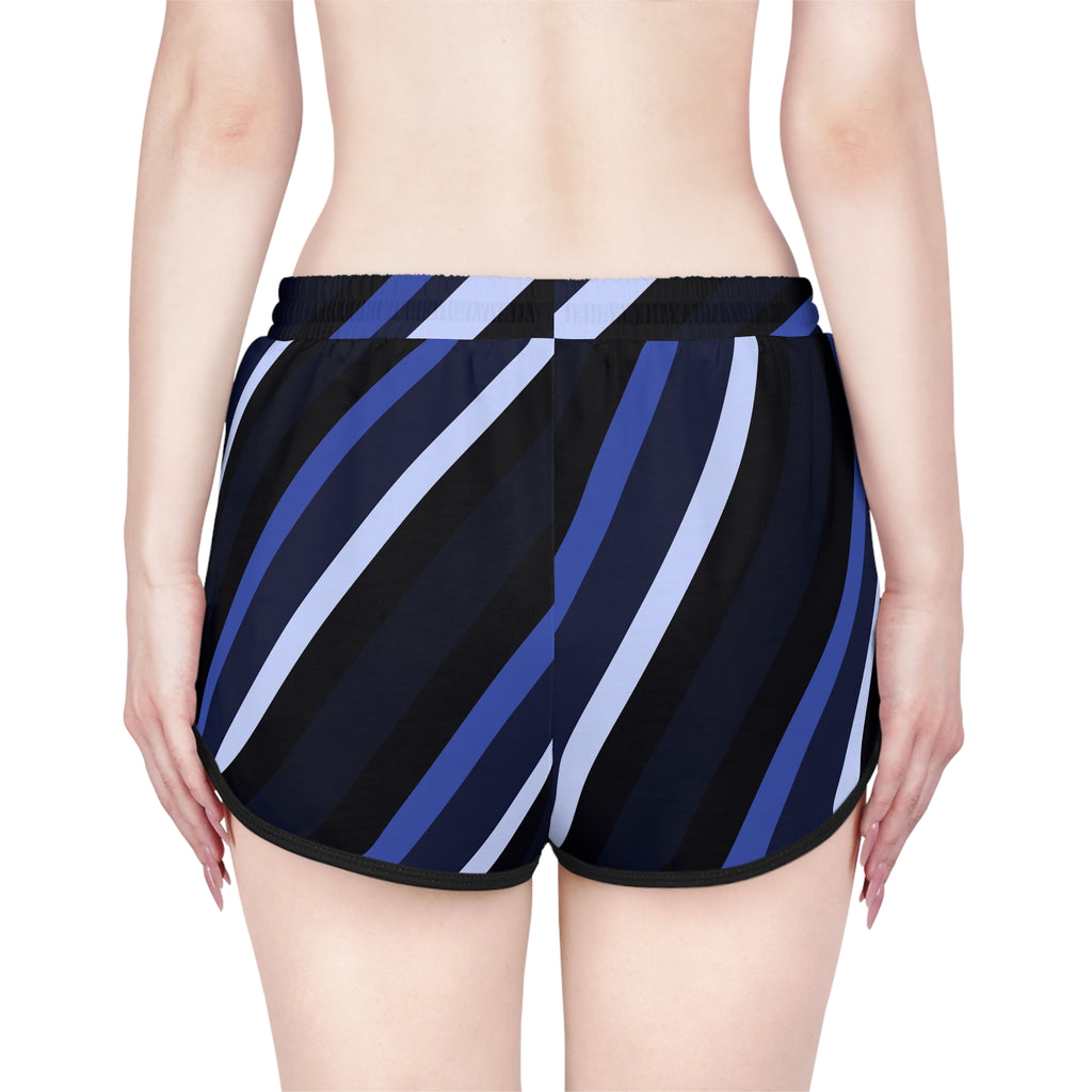 Women's Midnight Stripe Relaxed Shorts — All-Over Print Running & Workout Shorts