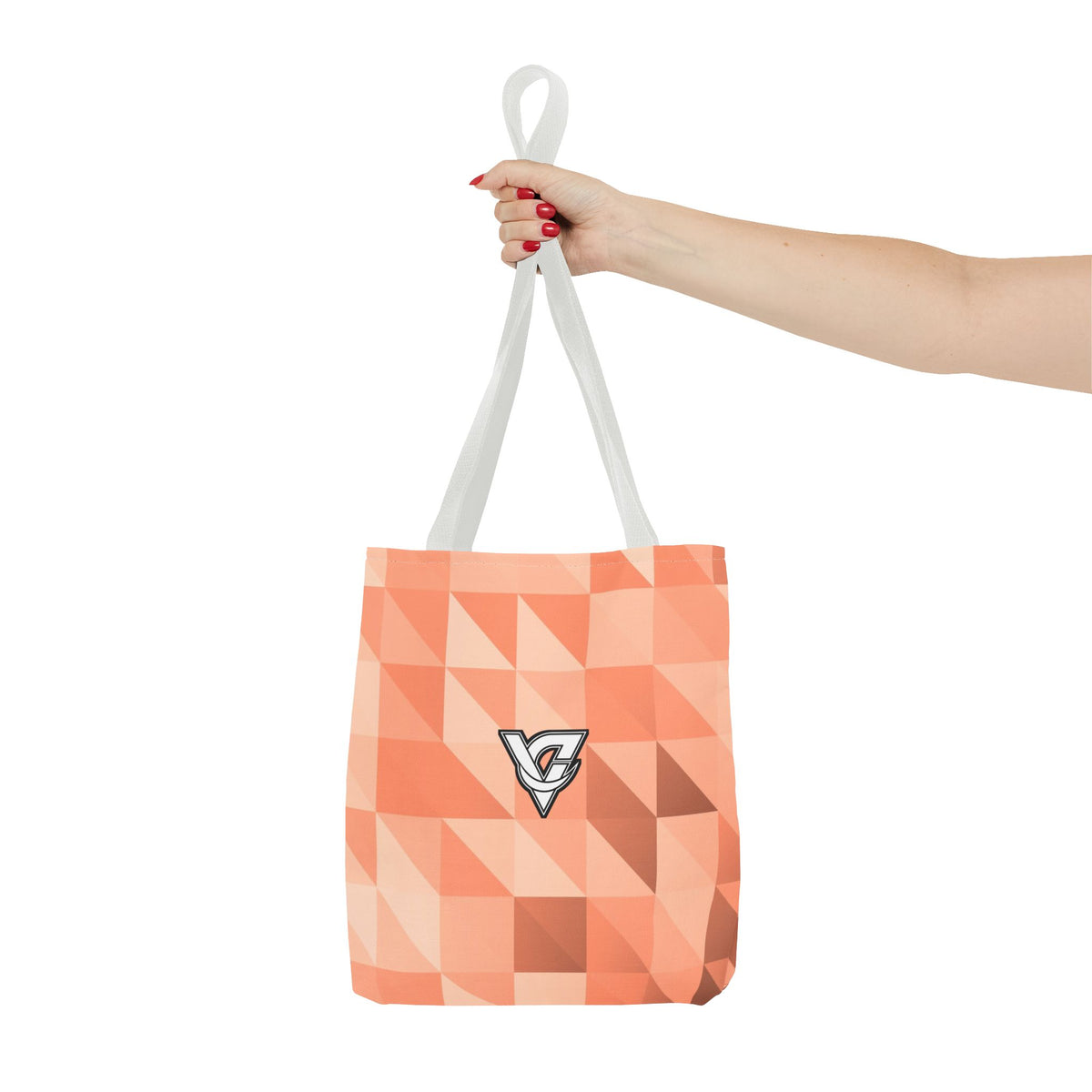 Peach Low-Poly Tote Bag — All-Over Print Gym & Everyday Tote