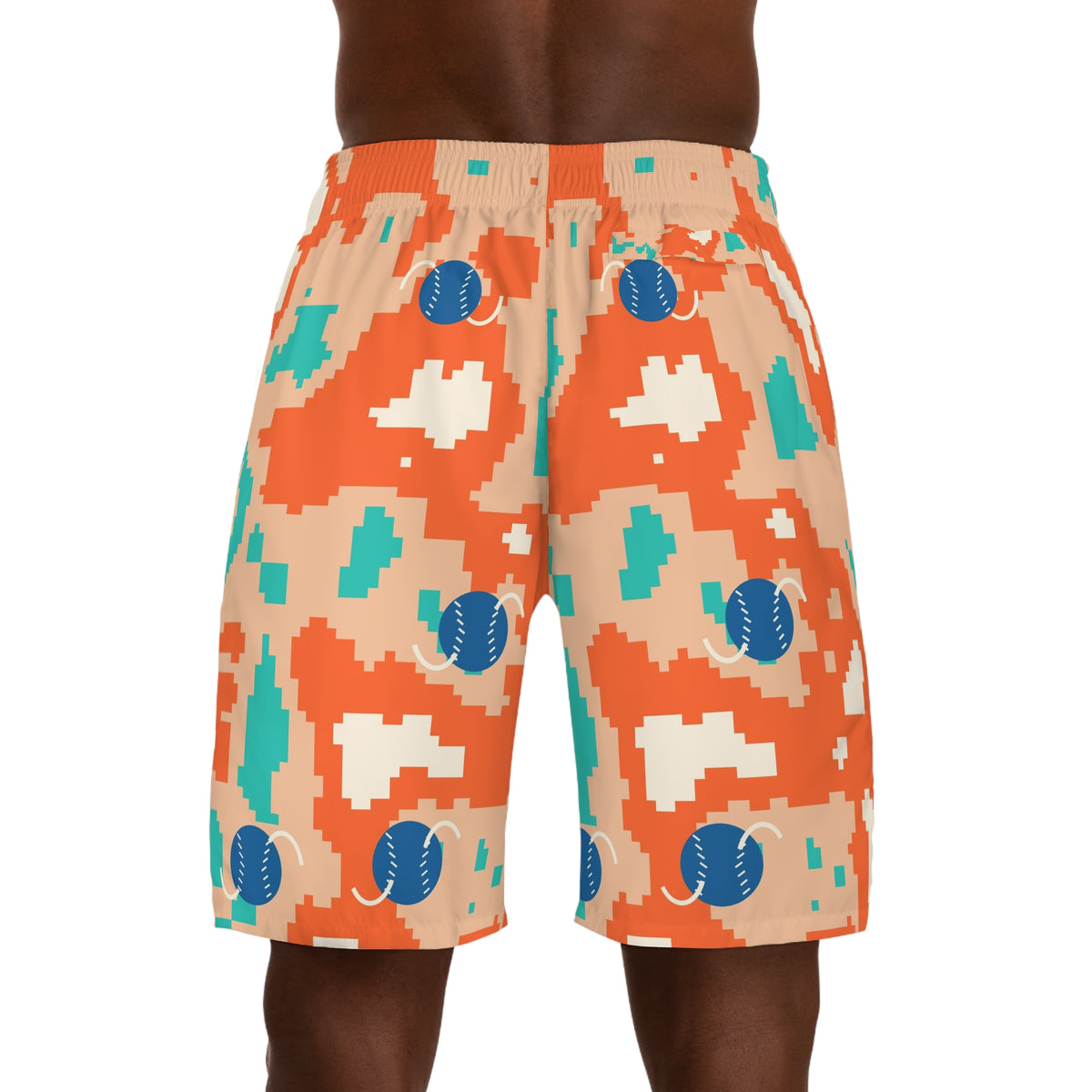 Baseball & Softball Papaya Splash Pixel Camo Men's Athletic Shorts with Pockets