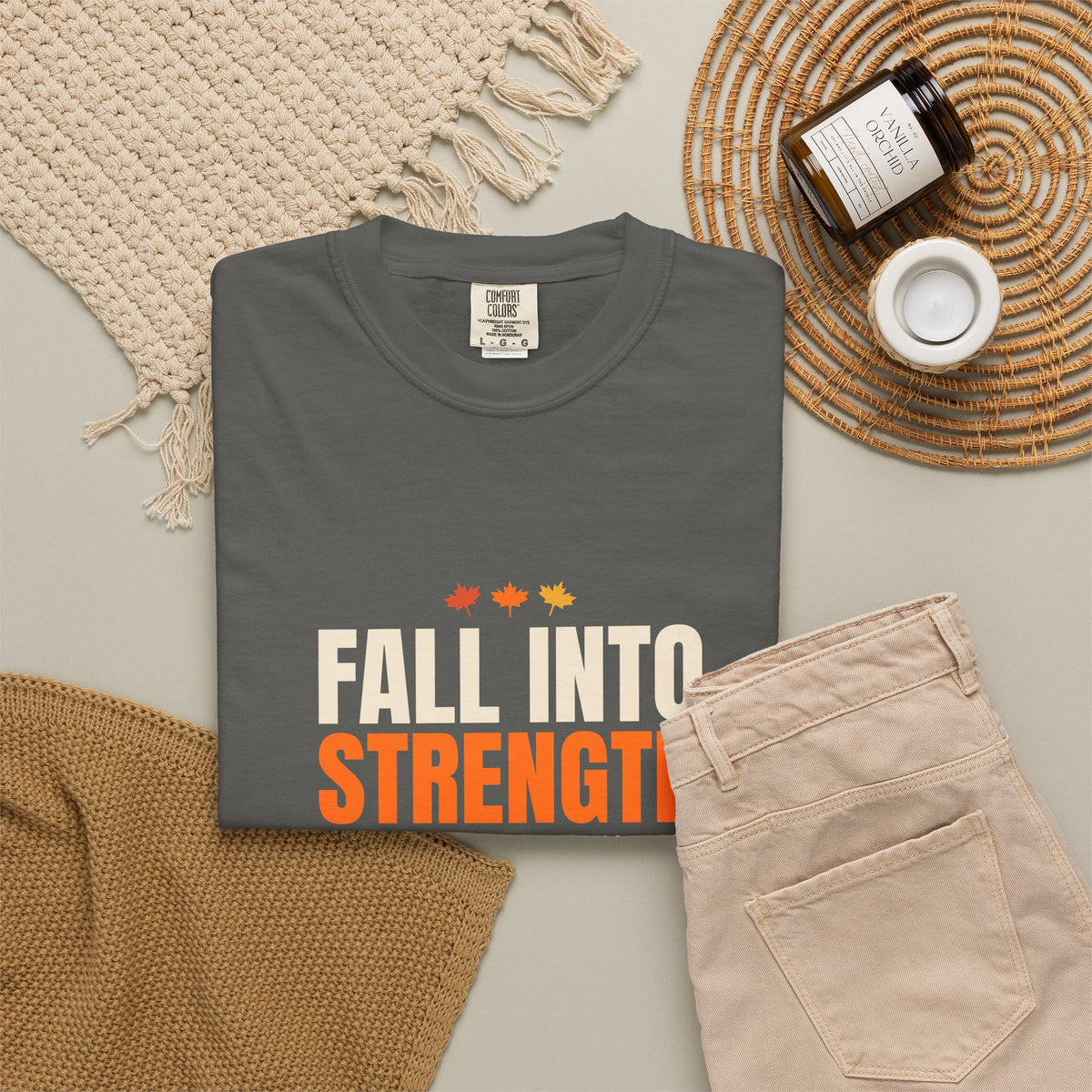 Fall Into Strength | Women's Garment-Dyed Graphic Tee