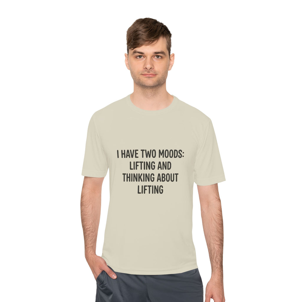 Lifting & Thinking About Lifting Tee — Workout Humor Moisture‑Wicking Shirt