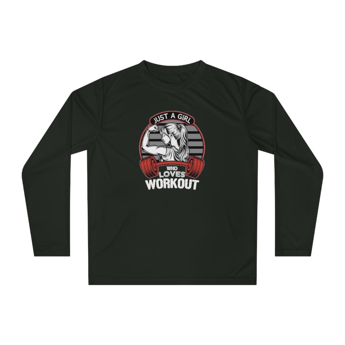 Workout Long Sleeve Shirt — "Just a Girl Who Loves Workout" Fitness Top