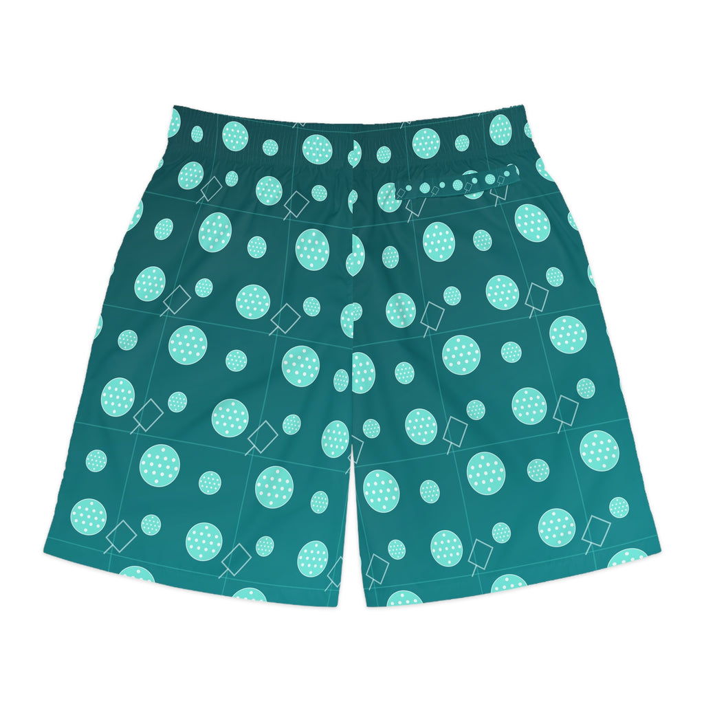 Pickleball Teal Wave Dink Dot Men's Athletic Shorts with Pockets