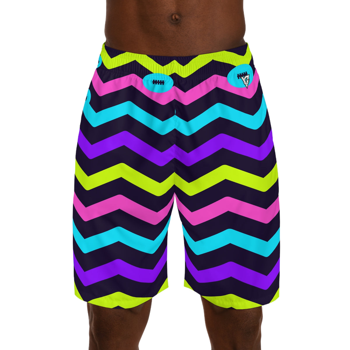 Football Violet Volt Chevron Rush Men's Athletic Shorts with Pockets
