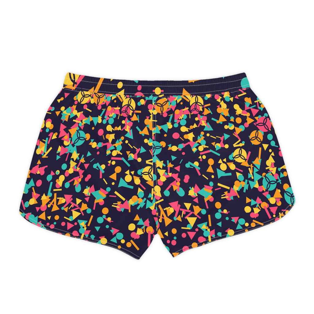 Volleyball Electric Mango Confetti Pop Women's Athletic Shorts with Pockets