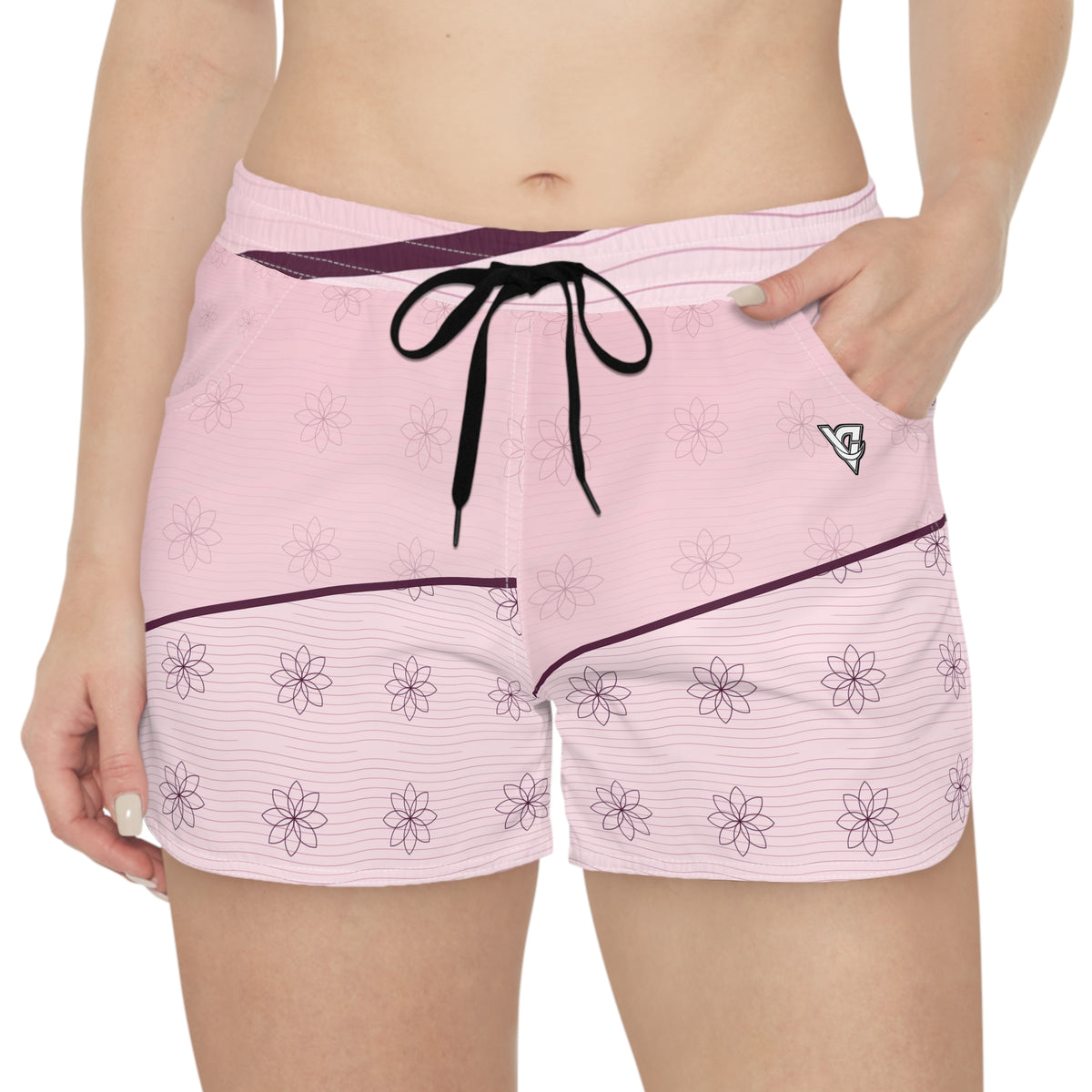 Yoga Blush Rose Flow Lotus Women's Athletic Shorts with Pockets