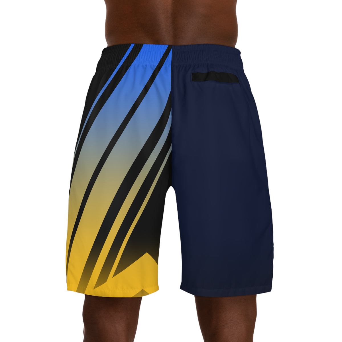 Men's Retro Lightning Blue & Gold Running Jogger Shorts with Pockets — Athletic Performance