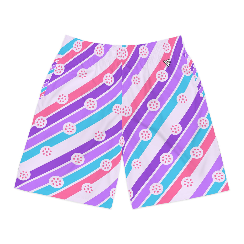 Pickleball Lilac Wave Stripe Surge Men's Athletic Shorts with Pockets