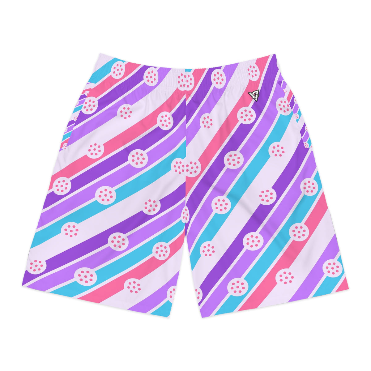 Pickleball Lilac Wave Stripe Surge Men's Athletic Shorts with Pockets
