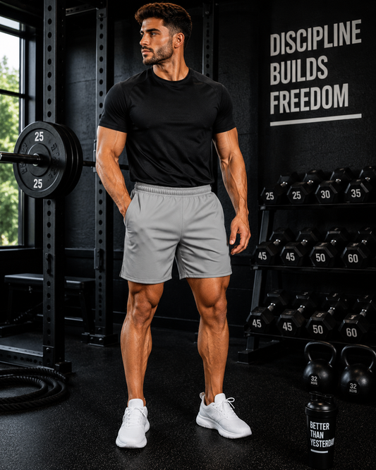 Men's Stone Grey Essential Athletic Multipurpose Shorts
