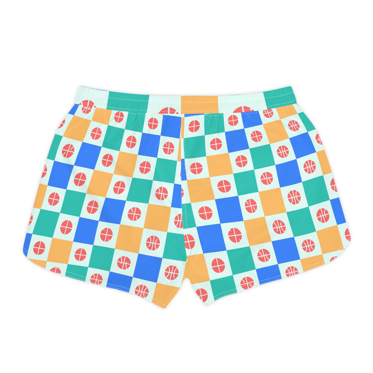 Basketball Sea Glass Checker Drive Women's Athletic Shorts with Pockets