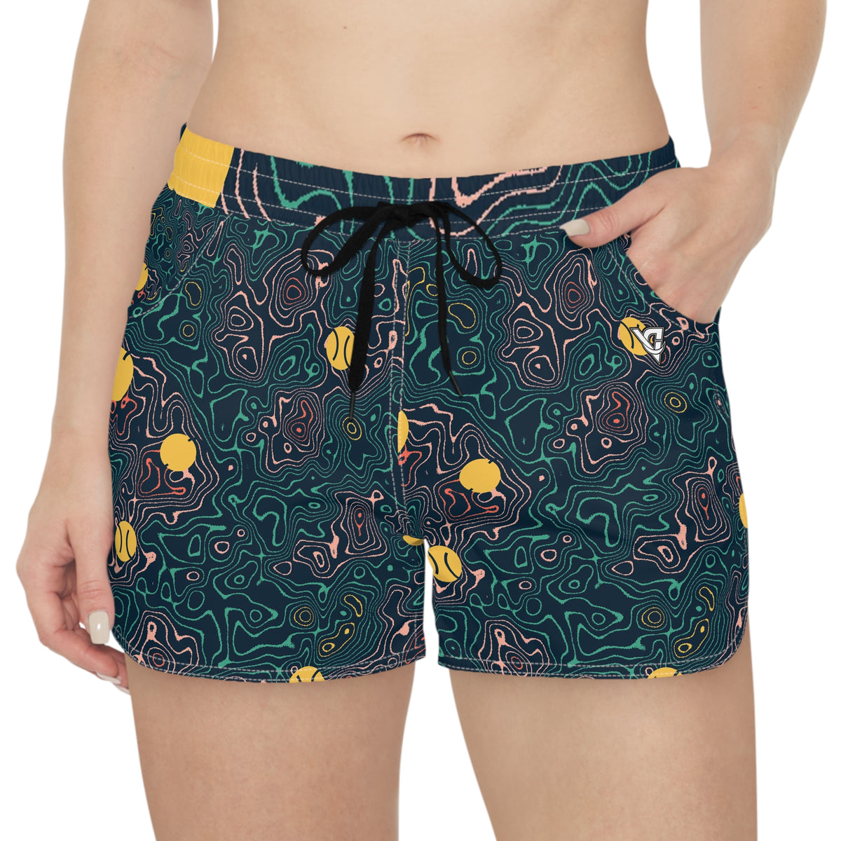 Tennis Coral Reef Topo Trail Women's Athletic Shorts with Pockets