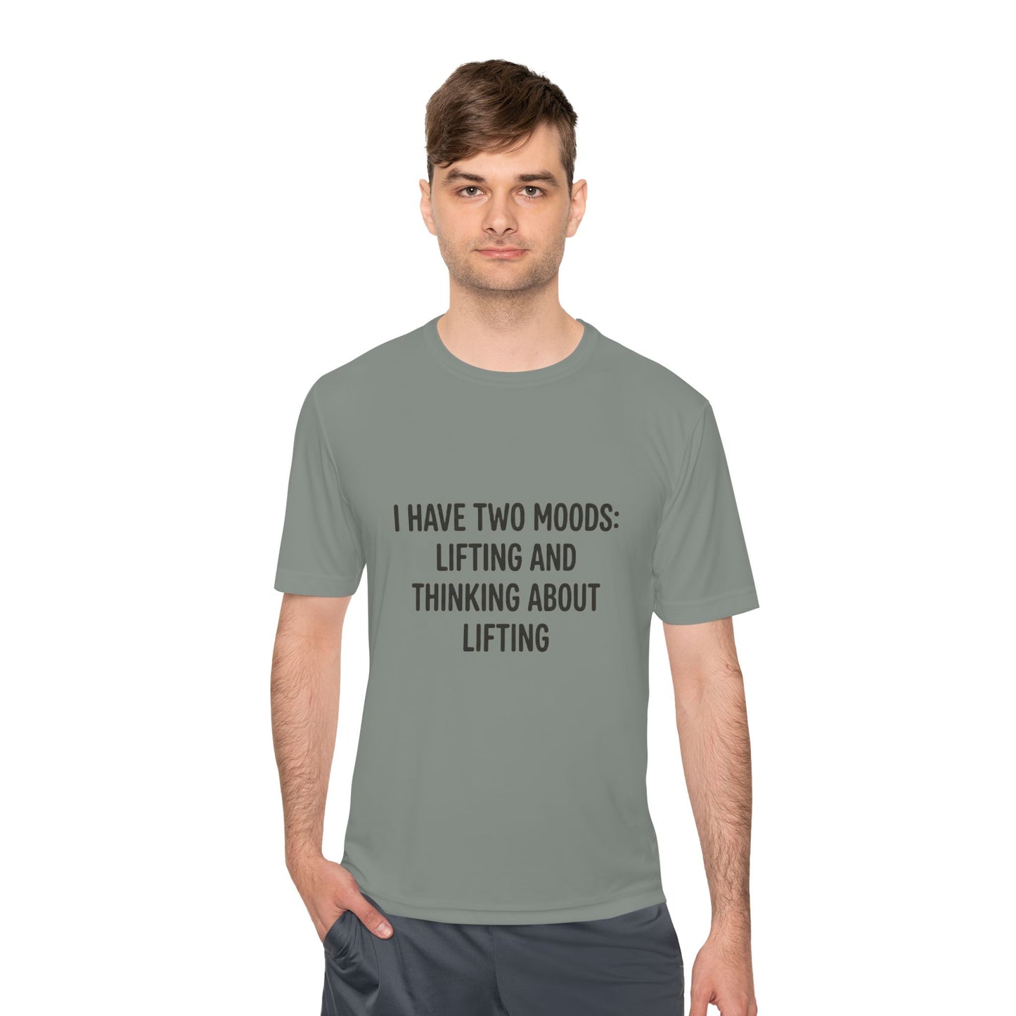 Lifting & Thinking About Lifting Tee — Workout Humor Moisture‑Wicking Shirt