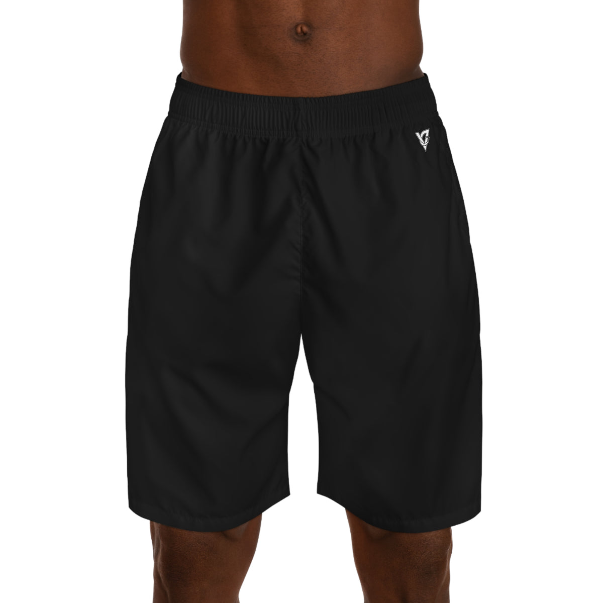 Vantacore Solid Black Men's Athletic Shorts with Pockets