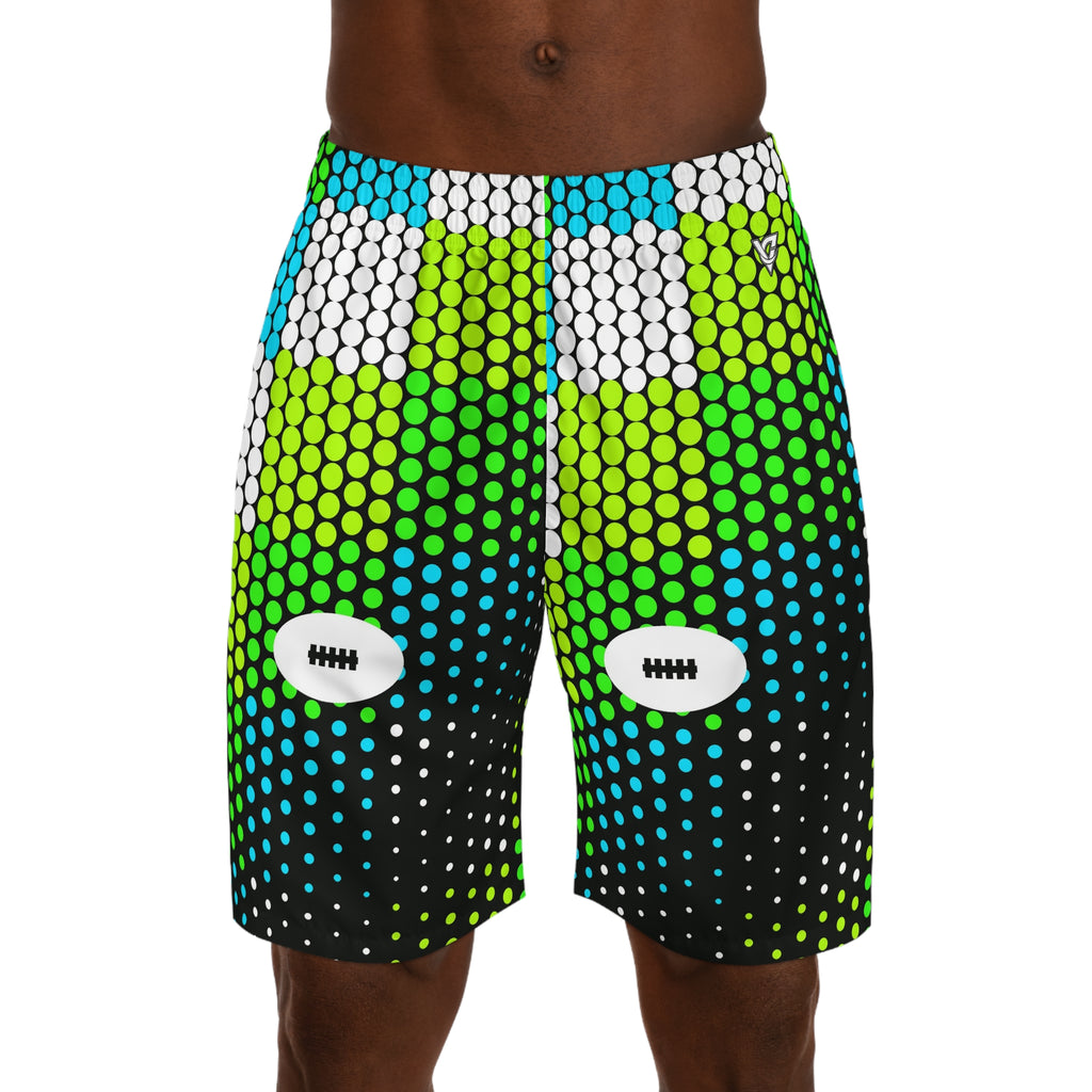 Football Lime Riot Halftone Pulse Men's Athletic Shorts with Pockets