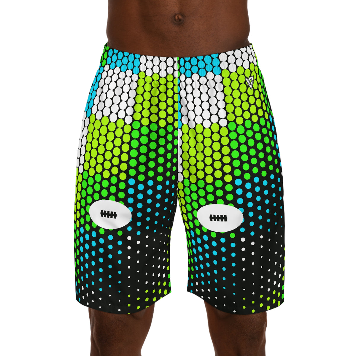 Football Lime Riot Halftone Pulse Men's Athletic Shorts with Pockets