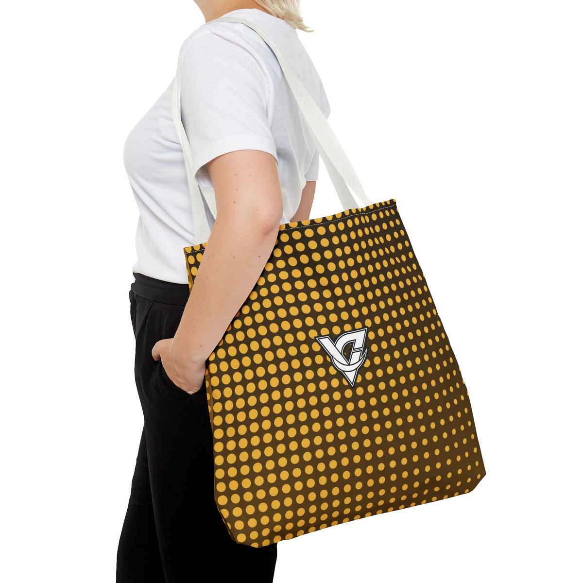 Harvest Gold Halftone Tote Bag — All-Over Print Gym & Everyday Tote
