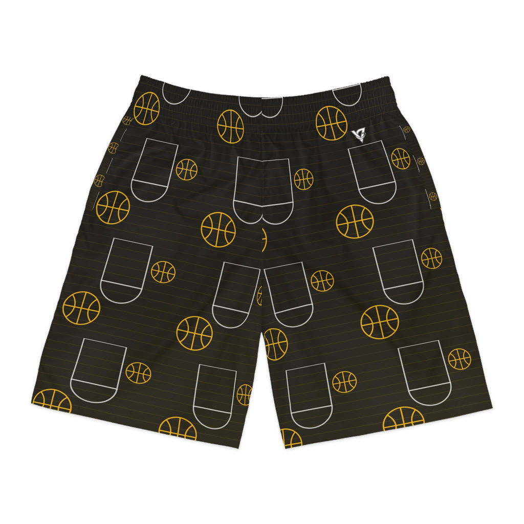 Basketball Gold Rush Court Seam Men's Athletic Shorts with Pockets