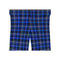 Cobalt Plaid Women's Biker Shorts — High-Waist Workout Shorts