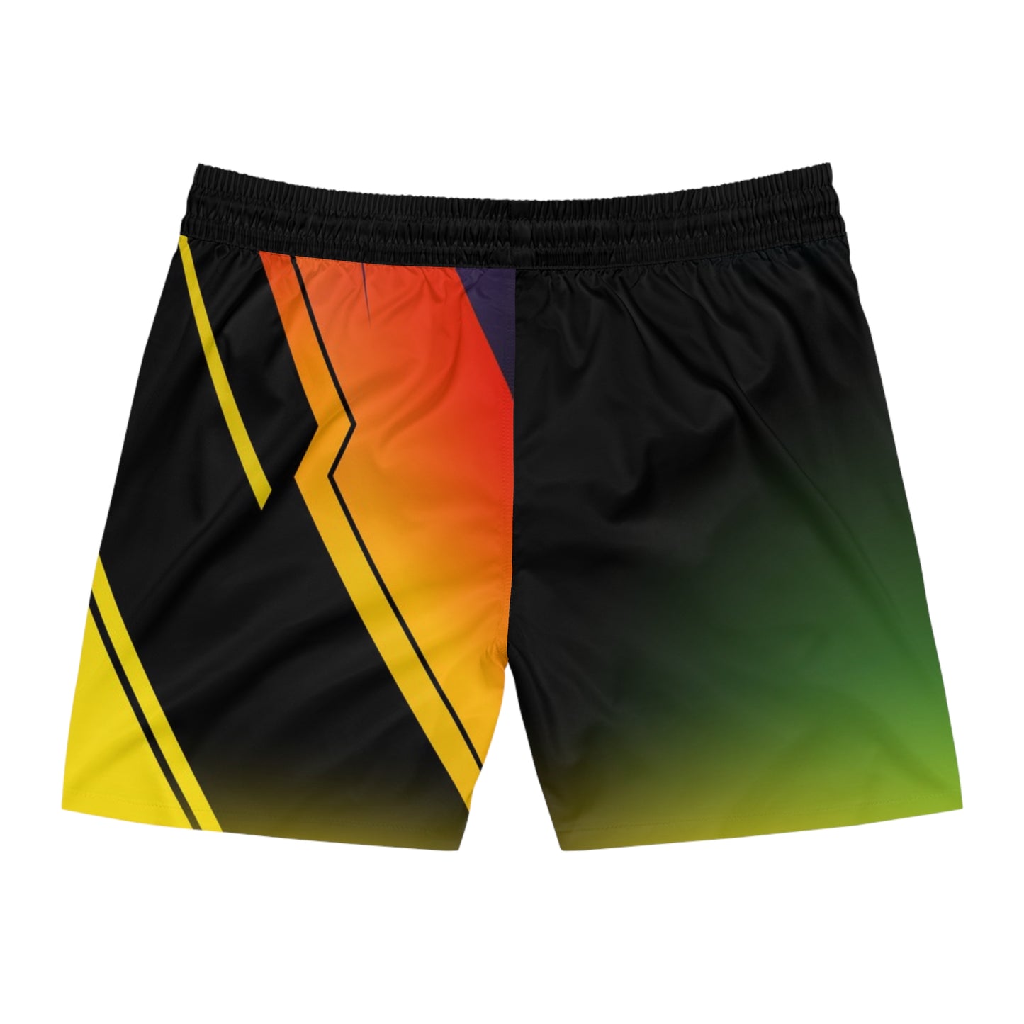 Men's Board Shorts – Bold Gradient Surf Trunks with Orange & Yellow Chevron Accent - No Pockets