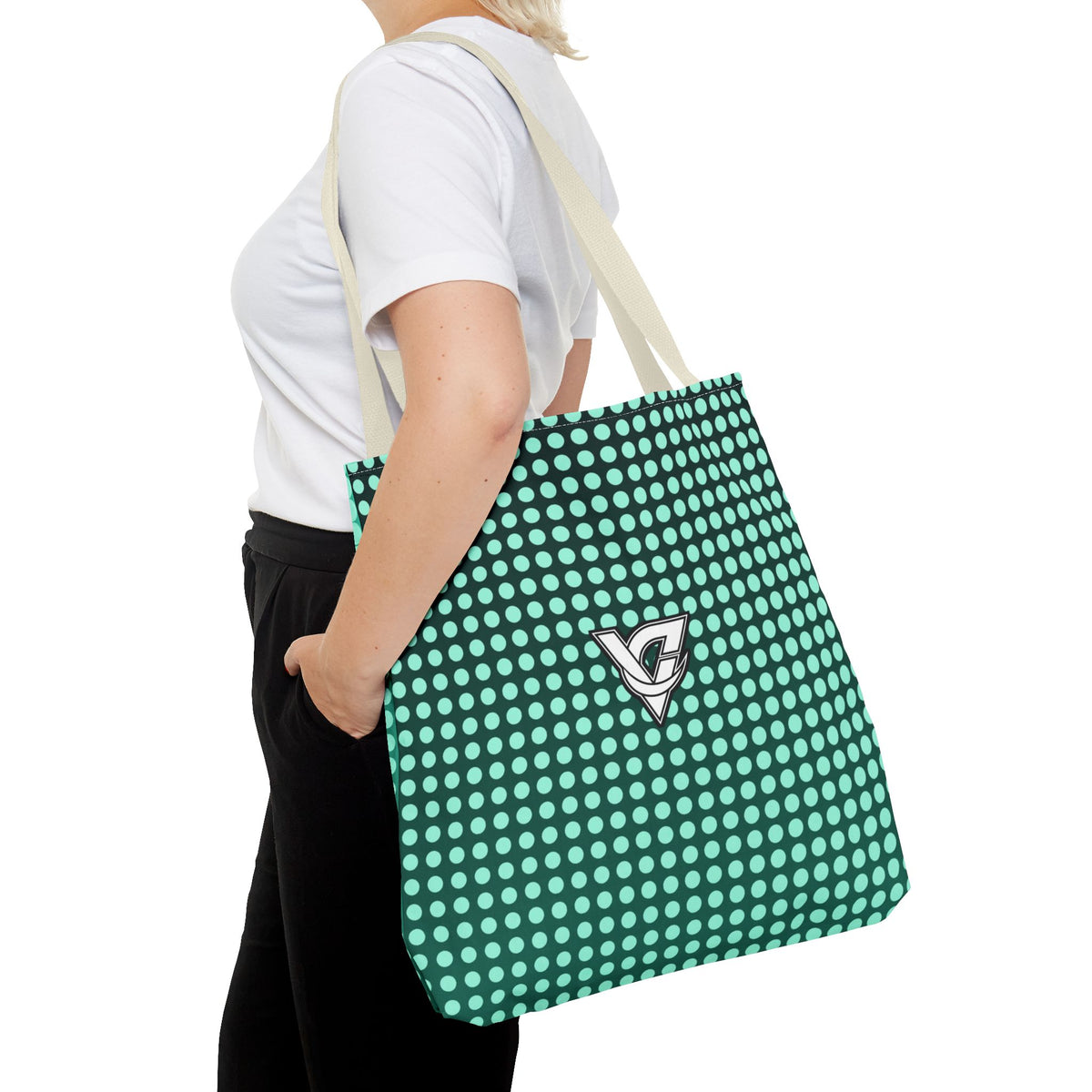 Mint Halftone Tote Bag — All-Over Print Gym & Everyday Tote
