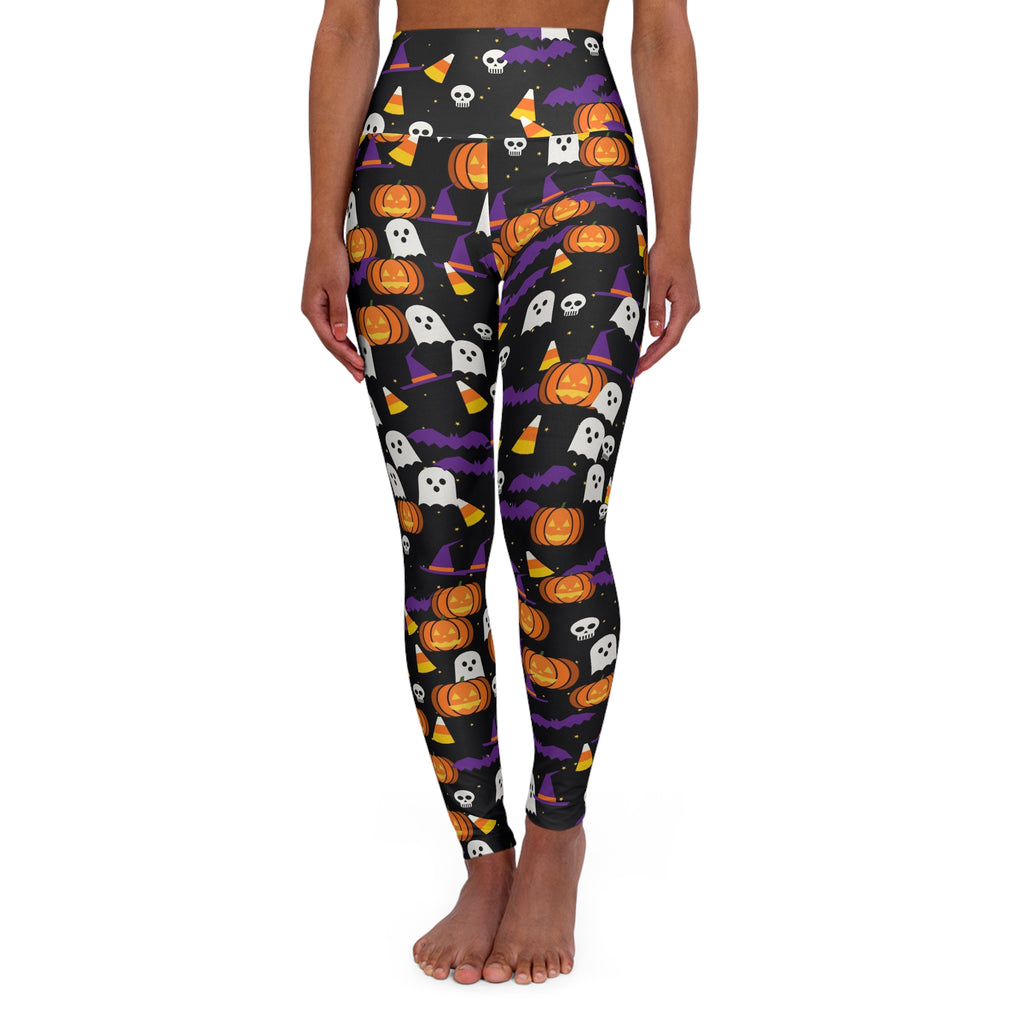 Halloween Midnight Pumpkin Spooky Mix High-Waisted Yoga Leggings