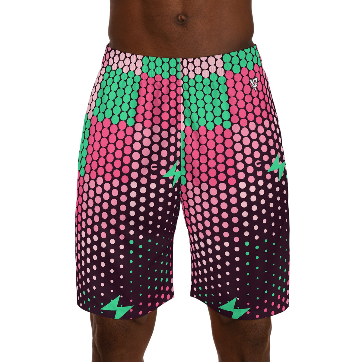 Running Flamingo Fizz Halftone Pulse Men's Athletic Shorts with Pockets