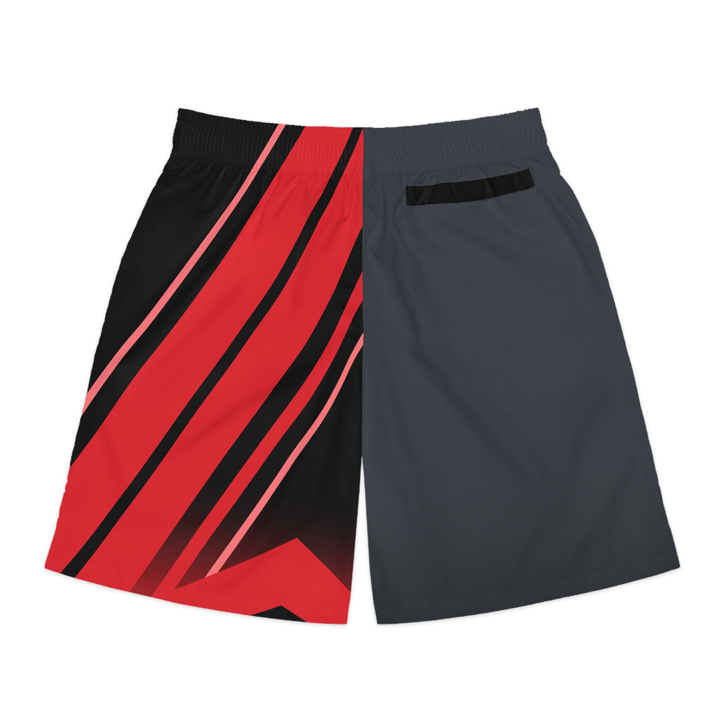 Men's Gunmetal & Red Running Jogger Shorts with Pockets — Athletic Performance