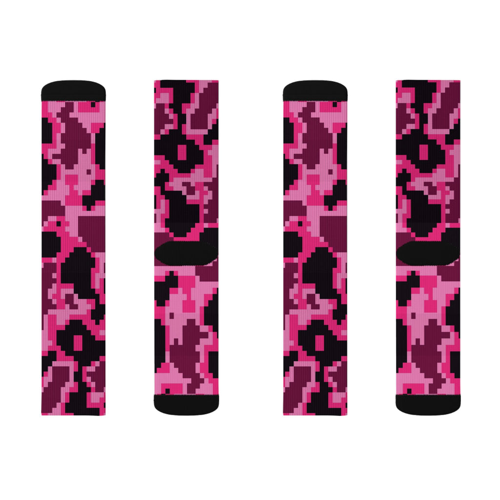 Hot Pink Digital Camo Athletic Crew Socks