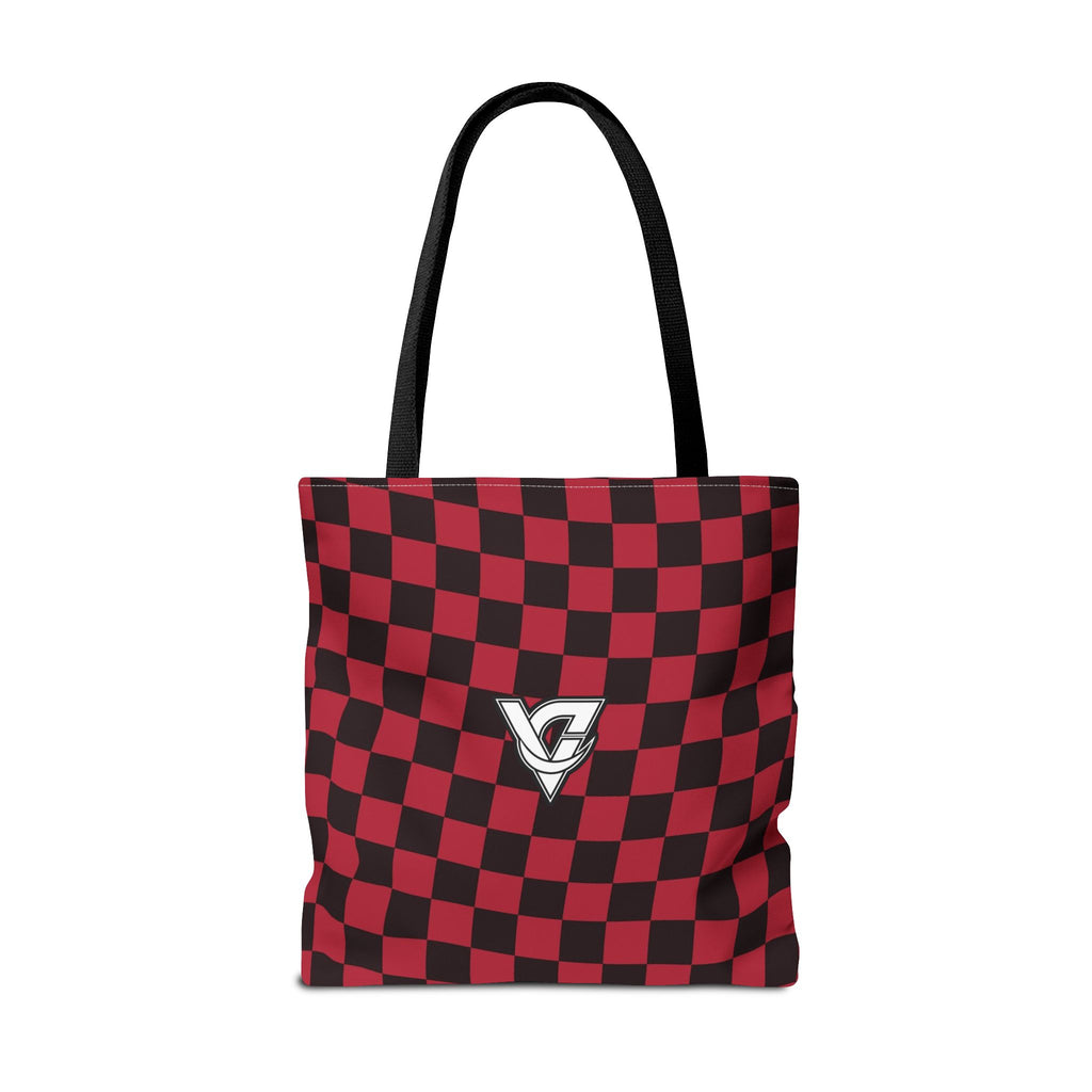 Spiced Wine Warp Check Tote Bag — All-Over Print Gym & Everyday Tote