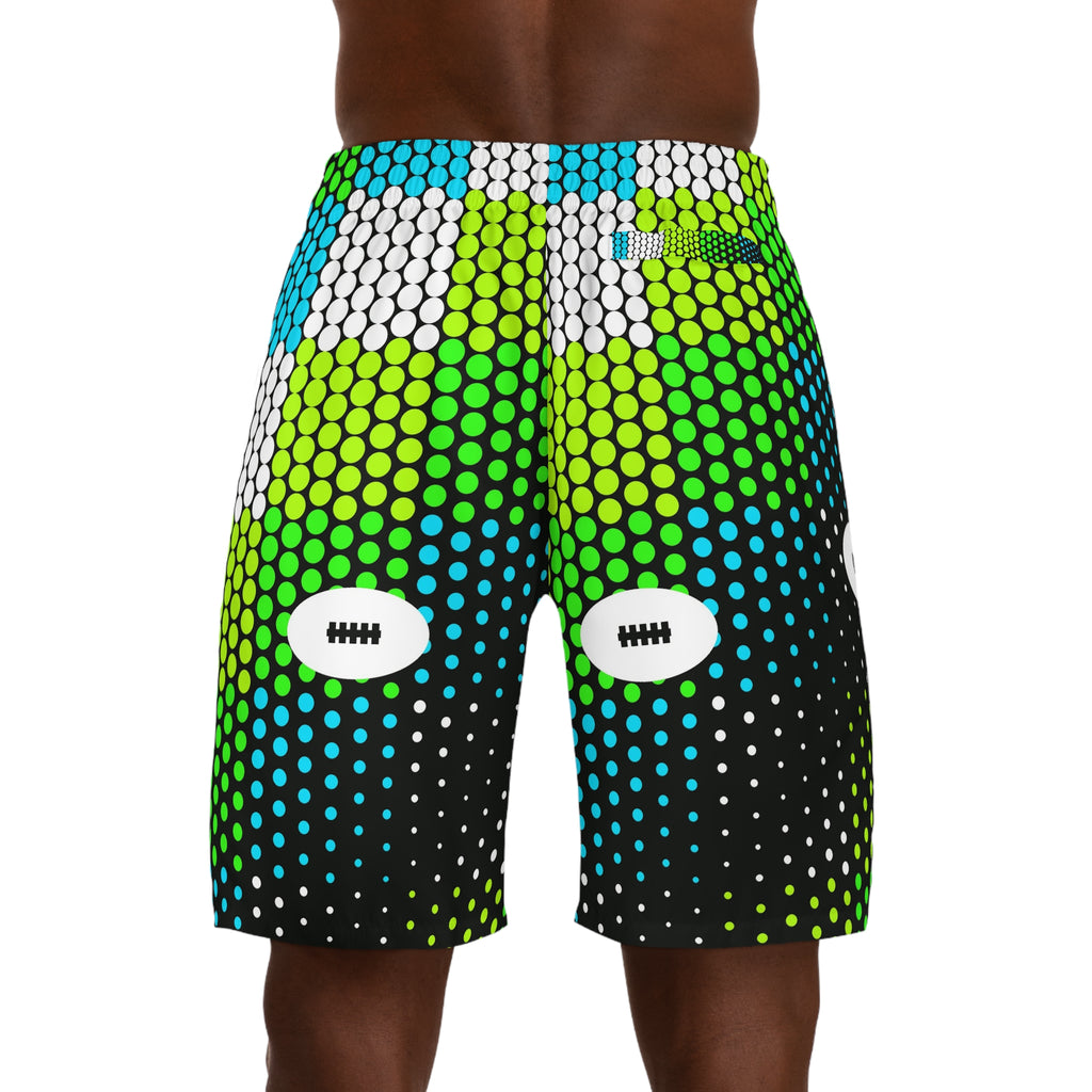 Football Lime Riot Halftone Pulse Men's Athletic Shorts with Pockets