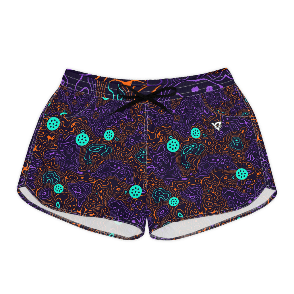 Pickleball Galaxy Glow Topo Trail Women's Athletic Shorts with Pockets