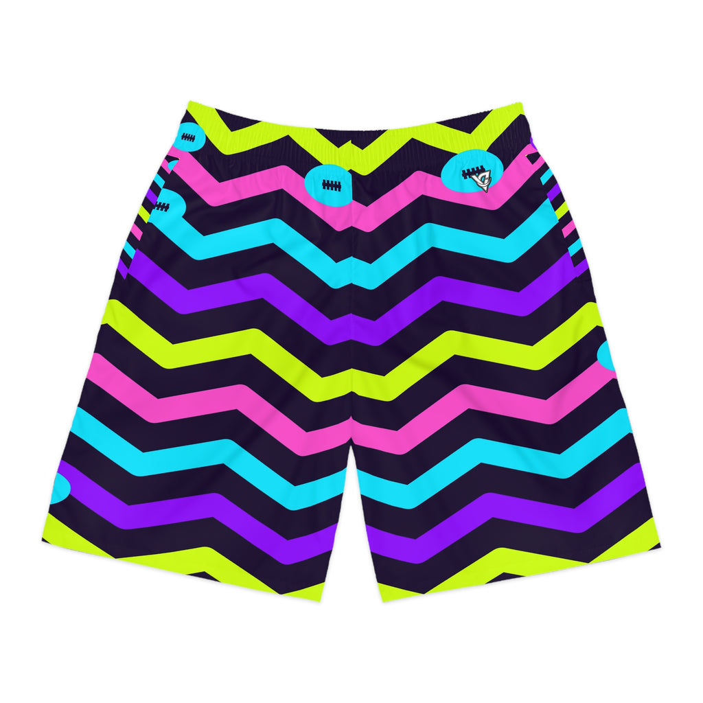 Football Violet Volt Chevron Rush Men's Athletic Shorts with Pockets
