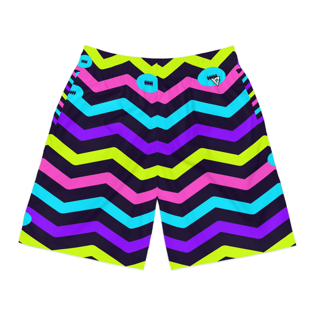 Football Violet Volt Chevron Rush Men's Athletic Shorts with Pockets