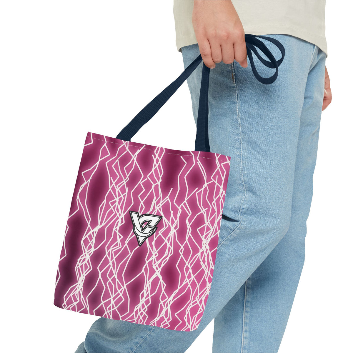 Hot Pink Lightning Tote Bag — All-Over Print Gym & Everyday Tote