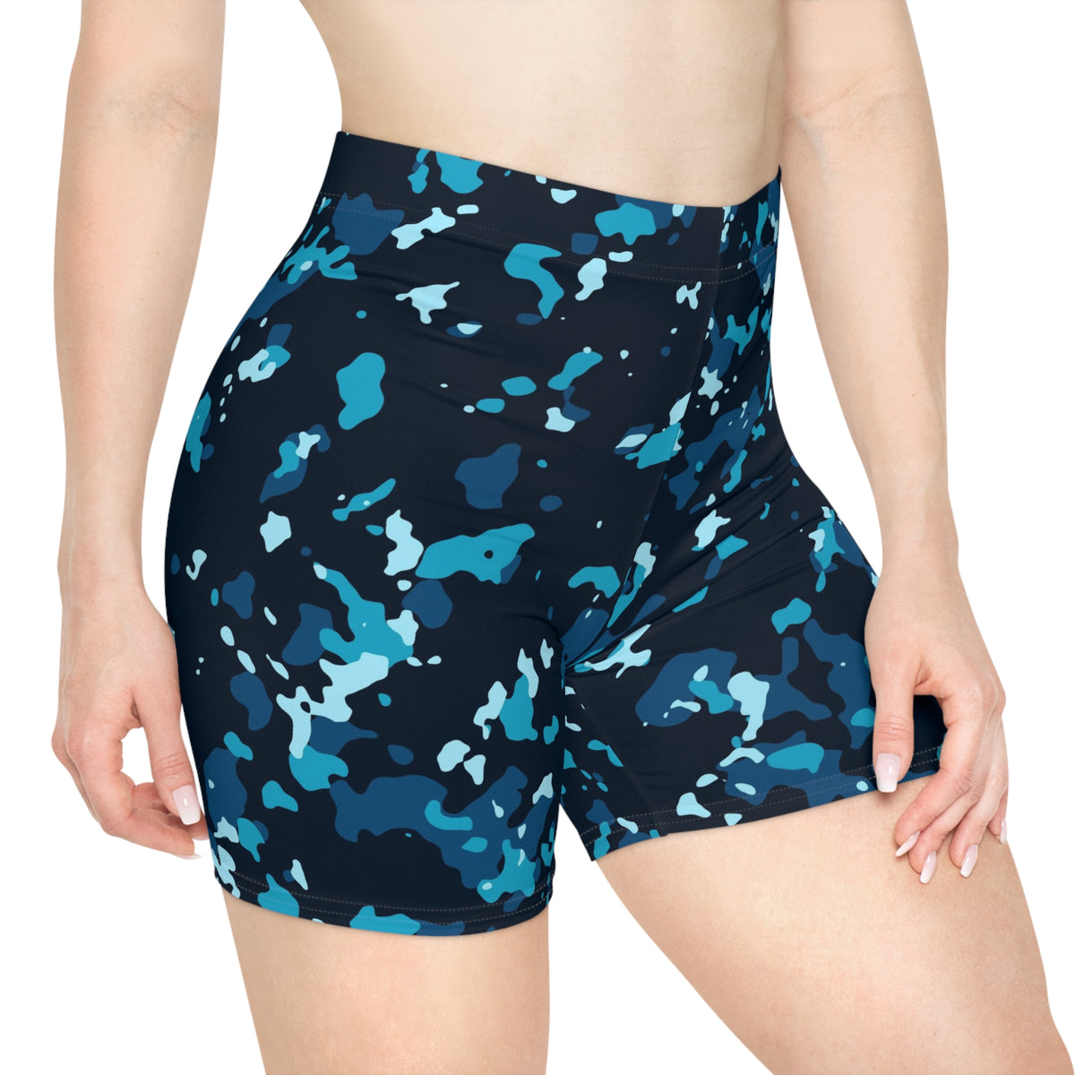 Ocean Splatter Women's Biker Shorts — High-Waist Workout Shorts