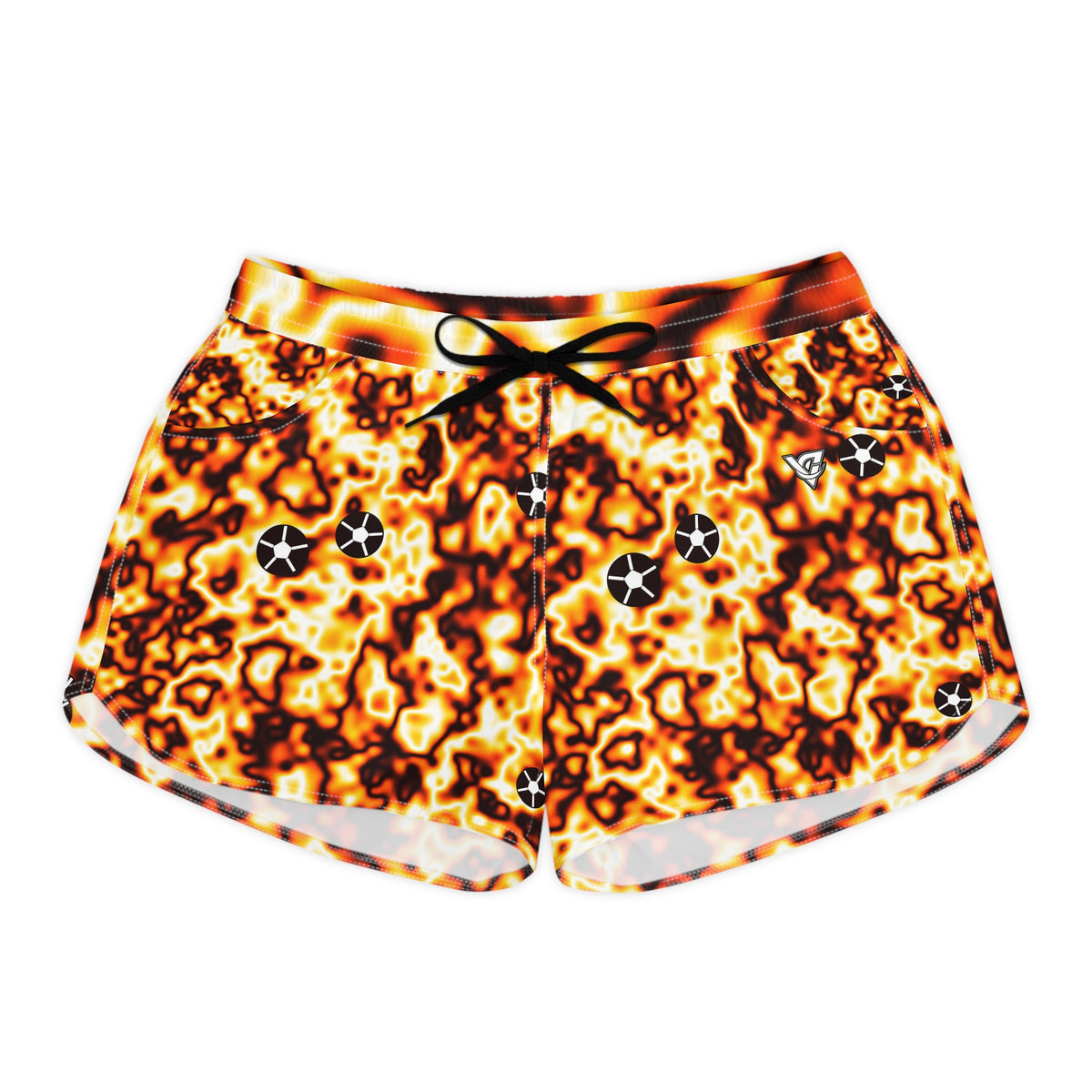 Soccer Solar Flare Marble Flow Women's Athletic Shorts with Pockets